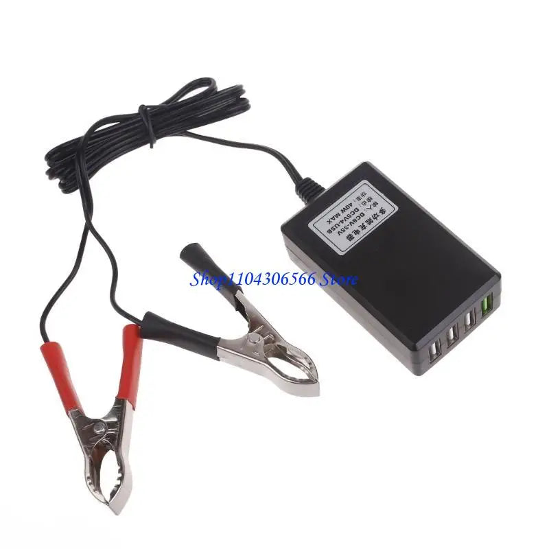 4-Port USB Vehicle Power Adapter – 12V/24V Battery Clip, 40W Vehicle USB Charger HIP Type A CN