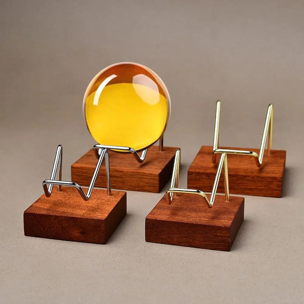 Wooden & Brass Crystal Ball Display Stand – Sphere Holder Sphere Display Stand HIP