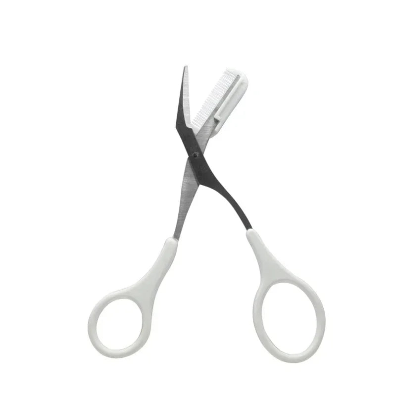 1pcs Eyebrow Trimmer Scissors Comb Eyelash Hair Scissors Clips Shaping Eyebrow Razor Grooming wenkbrauw trimmer 5 Color HIP 06White
