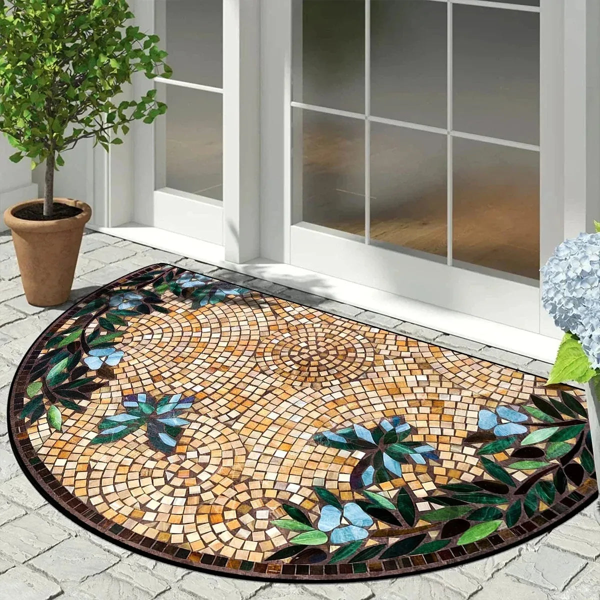 Semi-Circular Anti-Slip Welcome Doormat – Half Round Rug Decorative Doormat HIP 5 60x90cm-Felt