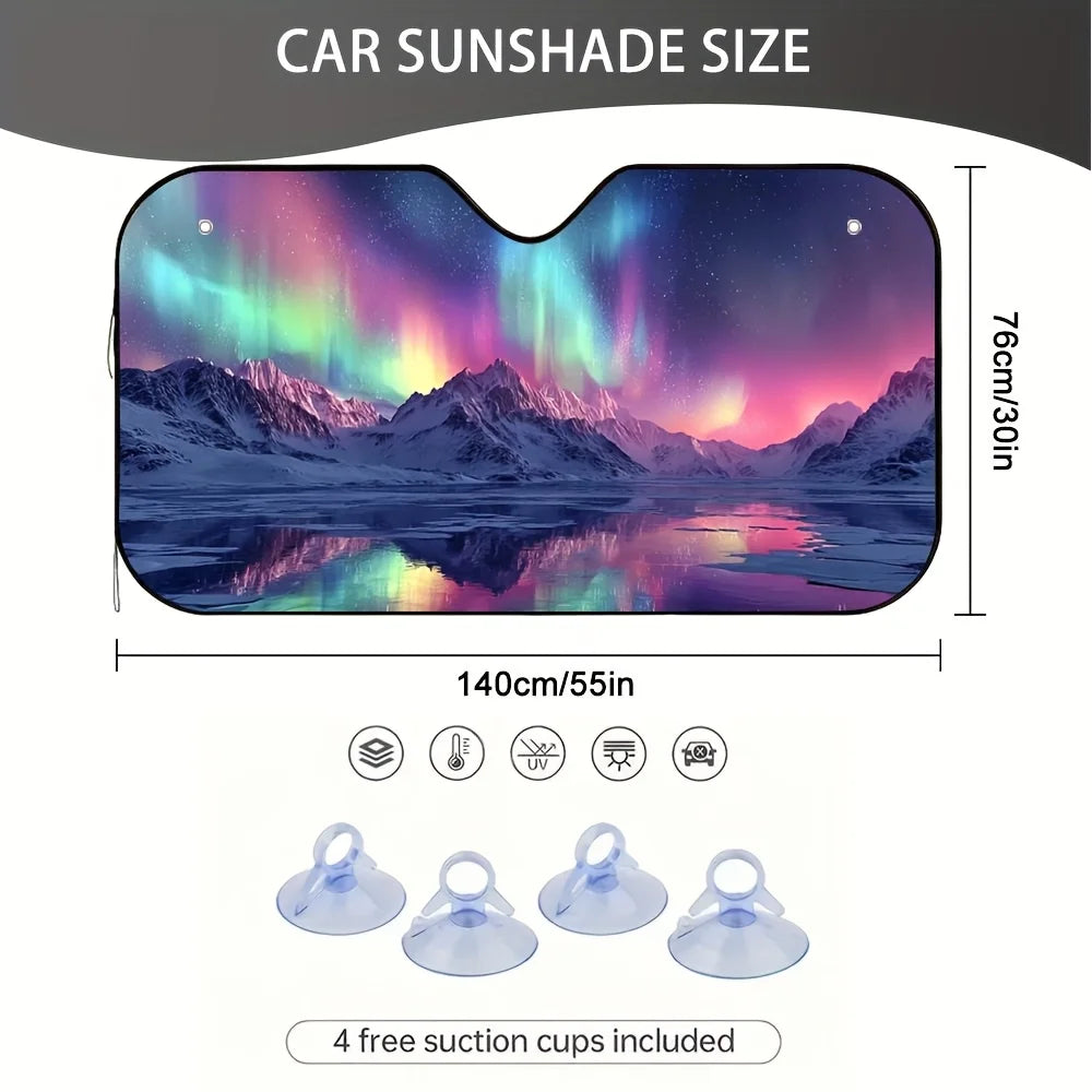Aurora Borealis Car Windshield Sunshade – Polyester UV Block Car Windshield Sunshade HIP