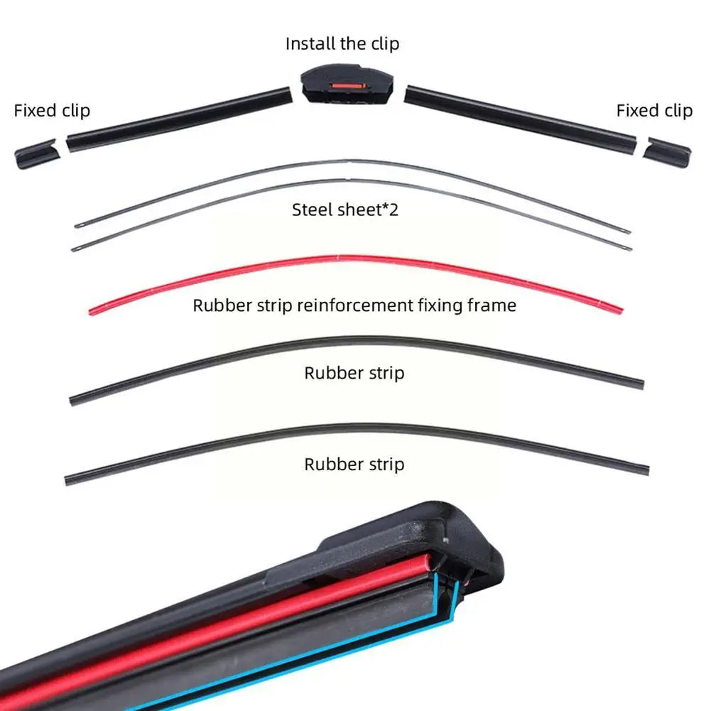 Car Windshield Wiper Blades Universal Water Repellent Wiper Blades Soft Double Layer Rubber Frameless Bracketless Car Wipers HIP