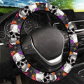 Sugar Skull Flower Steering Wheel Cover – Cars, SUVs & Trucks Steering Wheel Cover HIP SKY BLUE