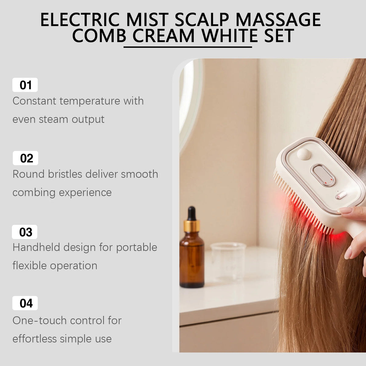 Electric Steam Hair Brush – Red Light Scalp Massage Comb Steam Hair Brush HIP