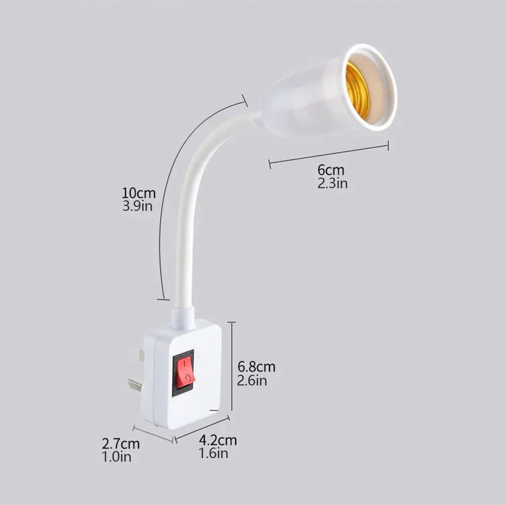 Stainless Steel E27 Lamp Base Flexible Bend Mobile Test Light Socket Light Adapter Plug Switch With On/Off EU US Plug in HIP