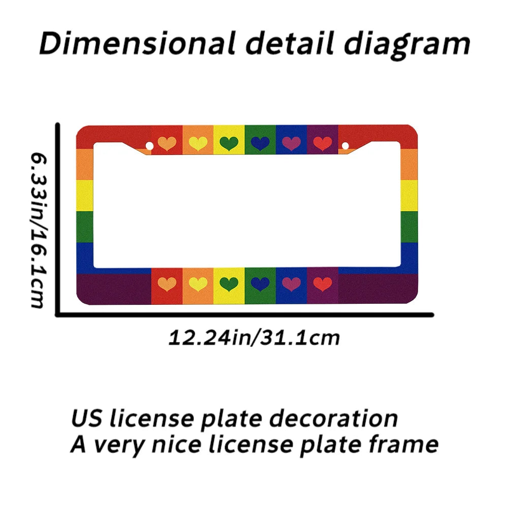 2-Pack Rainbow Heart Aluminum License Plate Frames | HIP License Plate Frame HIP