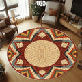Round Geometric Ethnic Rug – Non-Slip Polyester Carpet Decorative Area Rug HIP 4 40X40CM