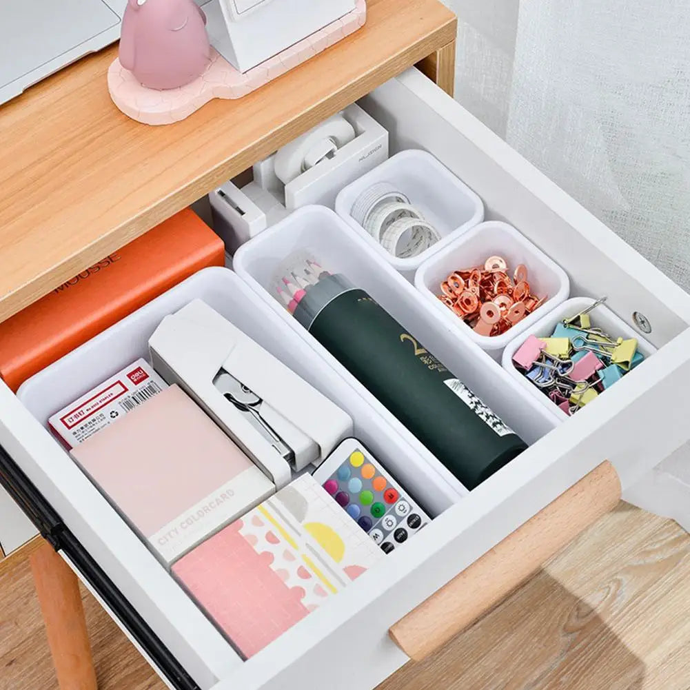 8pc/set Kitchen Bathroom Storage Trays Sundries Jewellery Holder Closet Cover Make Up Organizer Box Storage Drawer Storage Box HIP
