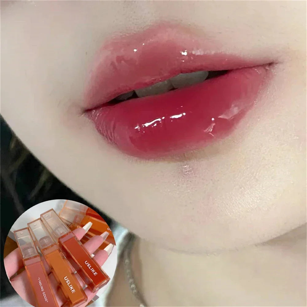 Cute Mirror Lipstick Makeup Moisturizing Texture Waterproof Long Lasting Sweat Resistant Rich Color Silky Lip Glaze Lip Tint HIP 06