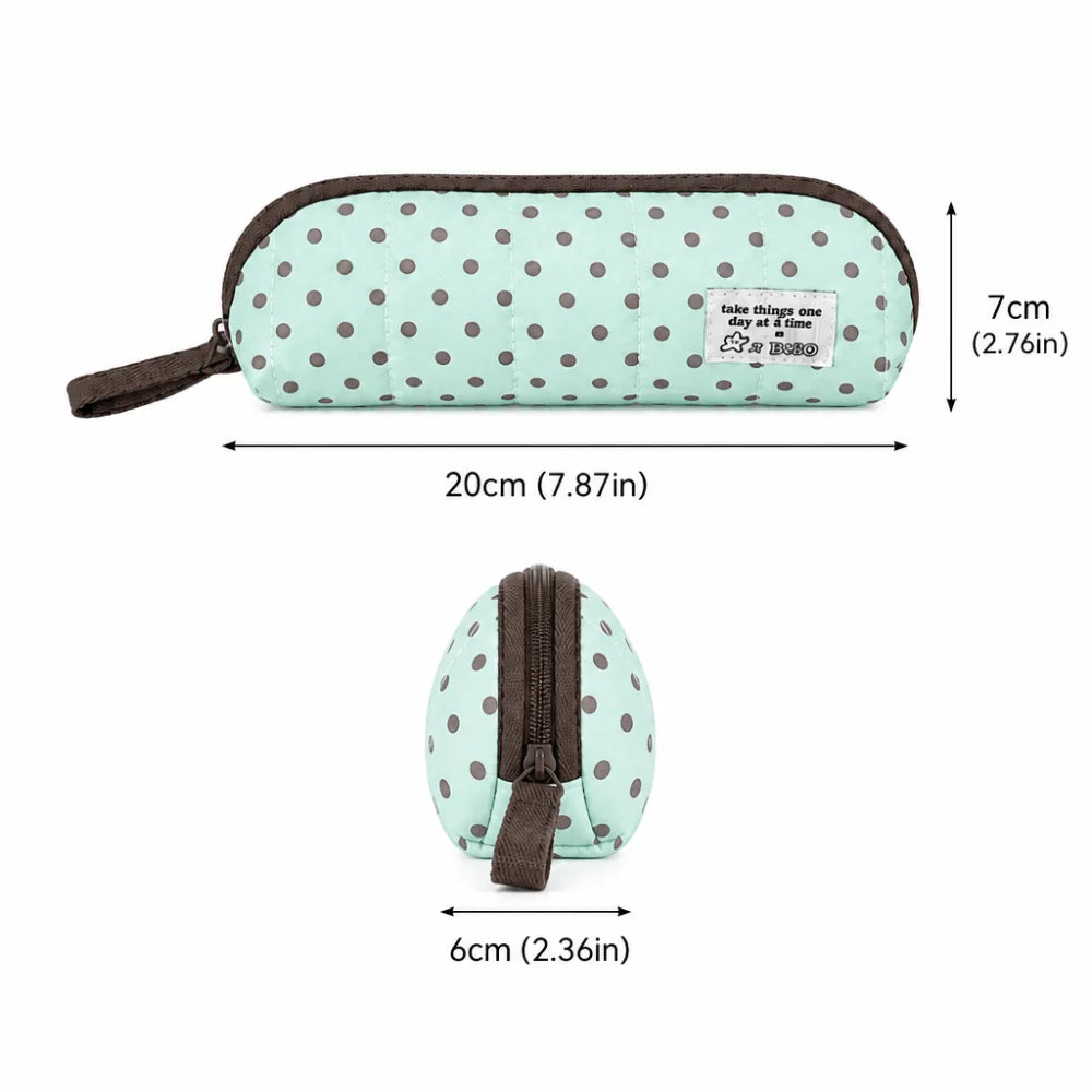 Polka Dot Pencil Case – Large Fabric Pen Bag with Hand Strap Pencil Case HIP