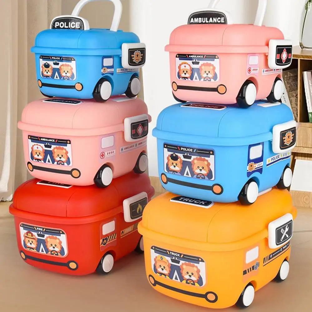 Cartoon Car Storage Box with Handle & Wheels – 3 Sizes Plastic Storage Box HIP