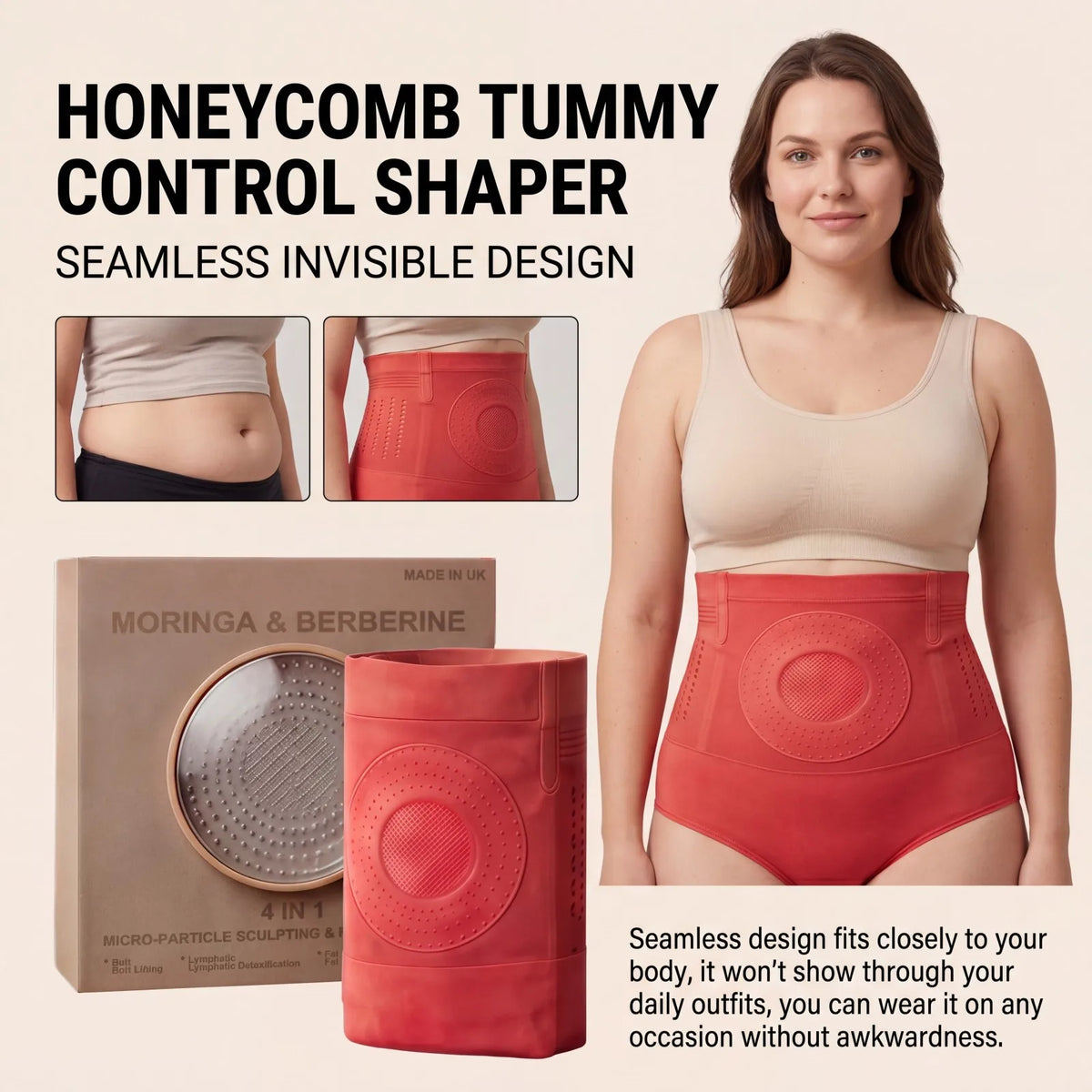Women's High-Waist Honeycomb Shaping Panty – Seamless Slimmer Shaping Panty HIP