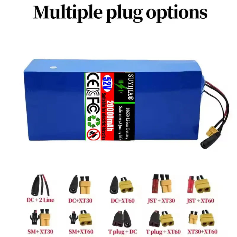 52V 20Ah 18650 Lithium Battery 14S5P with BMS & Charger Lithium Battery Pack HIP