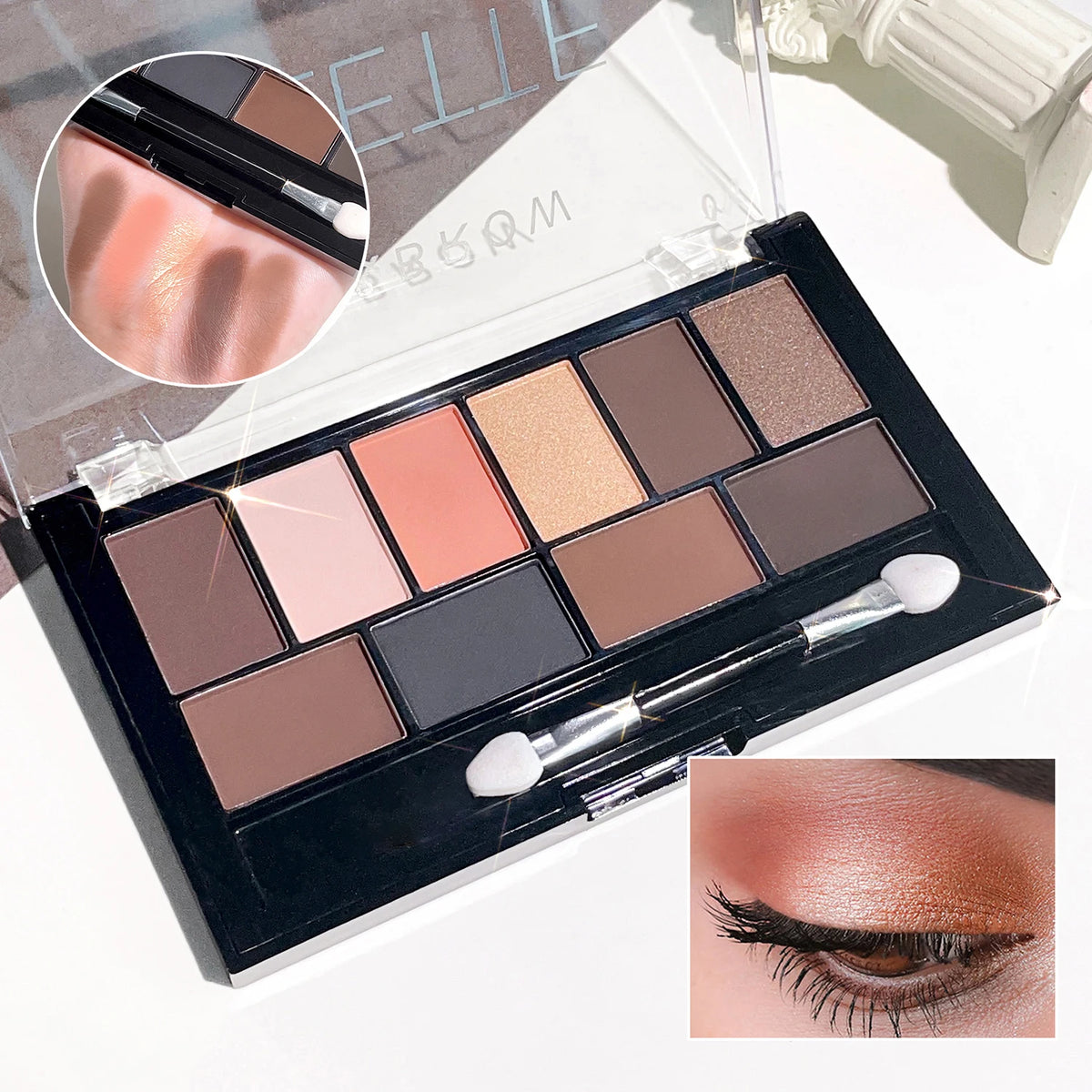 10-Color Eyeshadow Palette – Shimmer, Matte & Earth Tones Eyeshadow Palette HIP