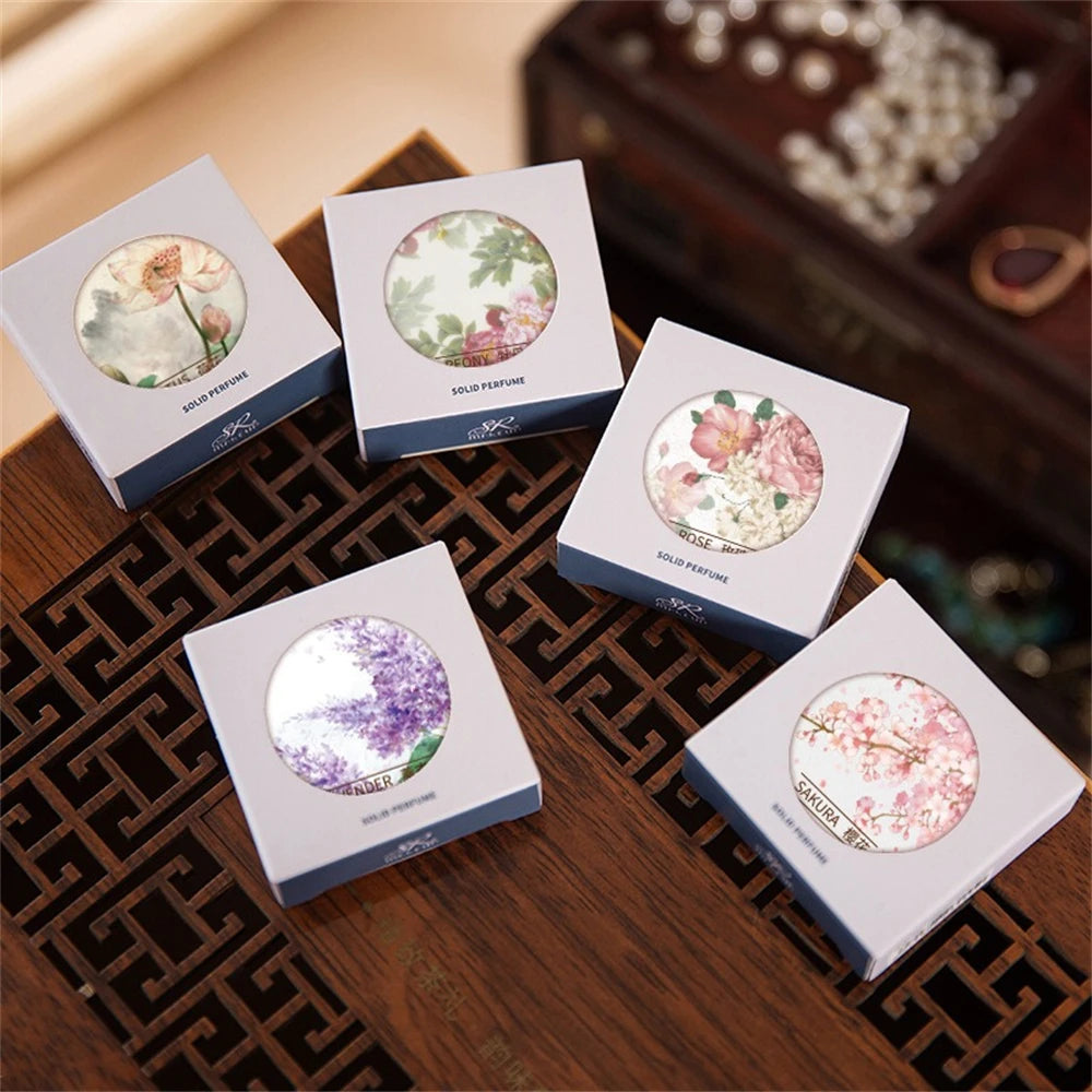 Long Lasting Scent for Romantic Souls For Dating Ladies Solid Perfume Exquisite Floral Solid Balm Jasmine Lavender Gardenia Rose HIP