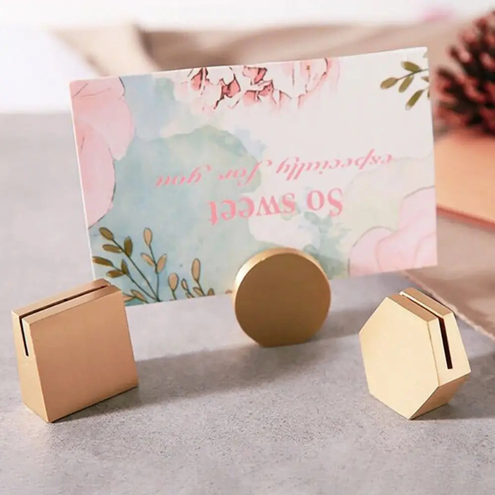 Brass Business Card & Photo Clip Holder – Desktop Organizer Desktop Card Holder HIP