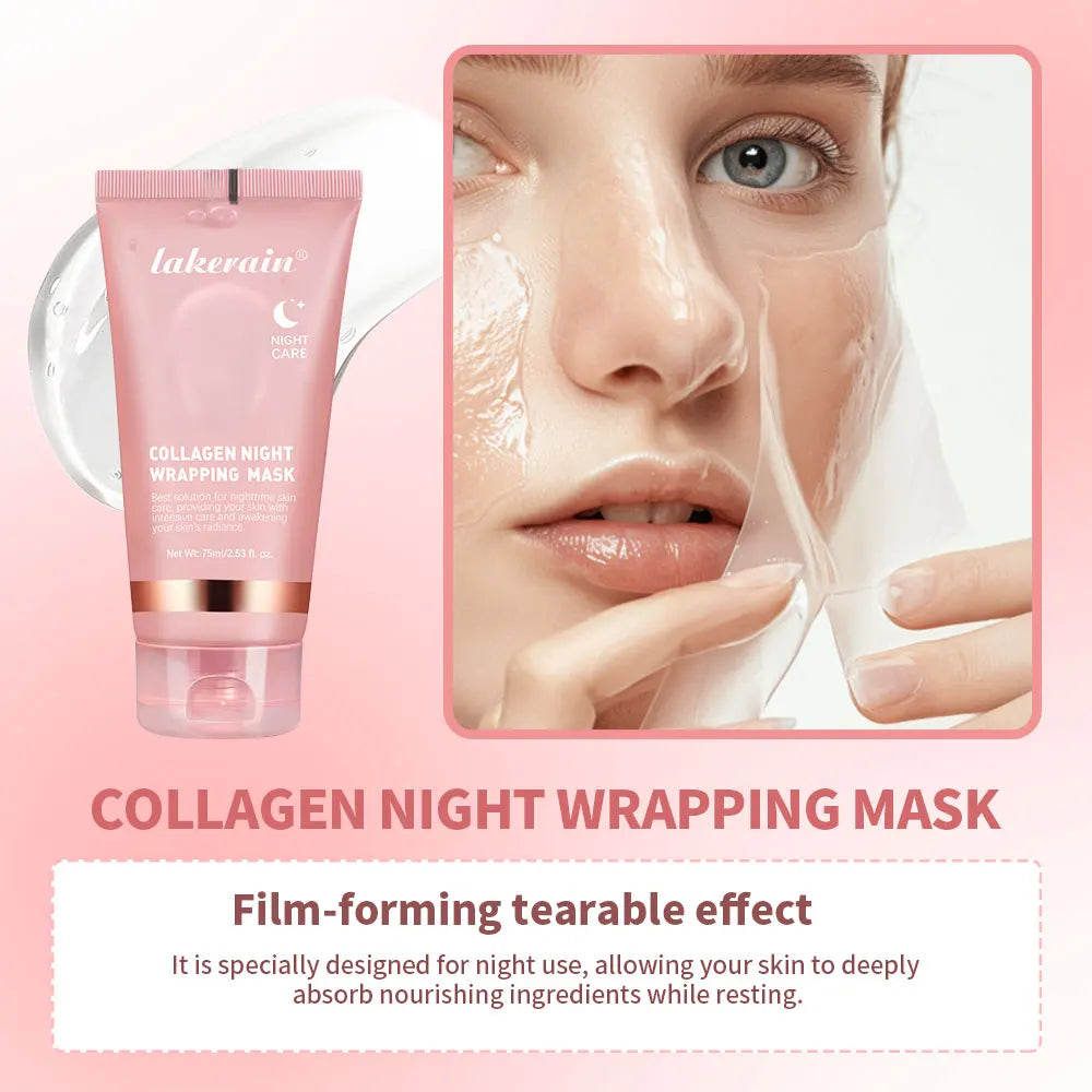 75ml Collagen Wrapping Mask Peel Off Mask & Brush Deep Hydration Moisturize Brightening Face Skin Facial Mask Skincare HIP