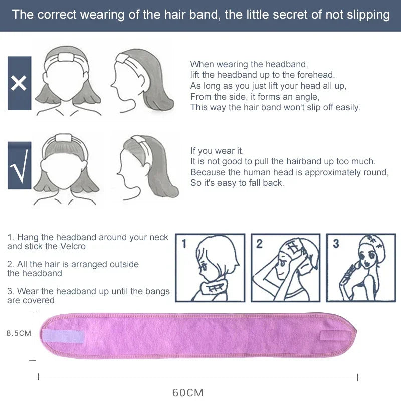 Wash Face Hairband Magic Tape Elastic Turban Womens Eyelashes Extension Spa Makeup Hair Band Top Cross Bangs Fixed Styling Tools HIP