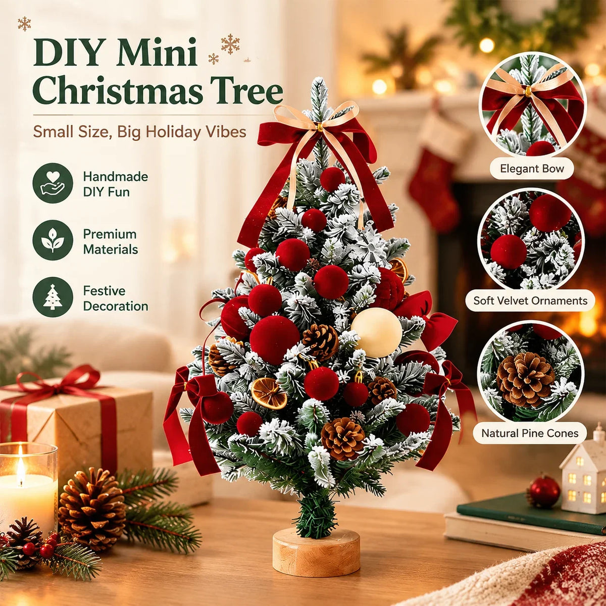 Mini Exquisite DIY Desktop Christmas Tree Ornament Home Festival Decoration Christmas Desktop Small Tree Christmas Tree Decor HIP