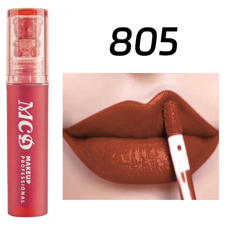 MCD 12-Color Moisturizing Lip Gloss & Velvet Liquid Lipstick Lip Gloss HIP 805