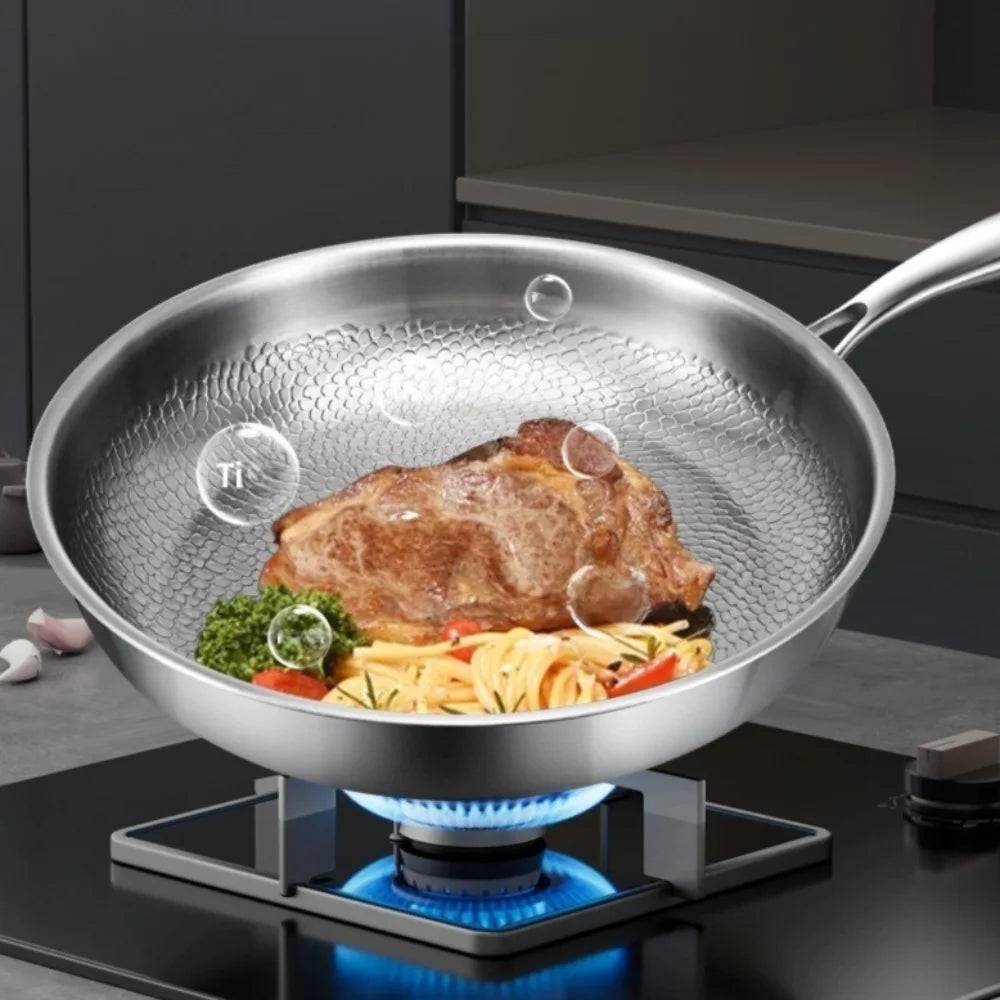 Titanium Frying Pan Non-Stick Fish Scale Hammer Pattern 26–32cm Titanium Frying Pan HIP