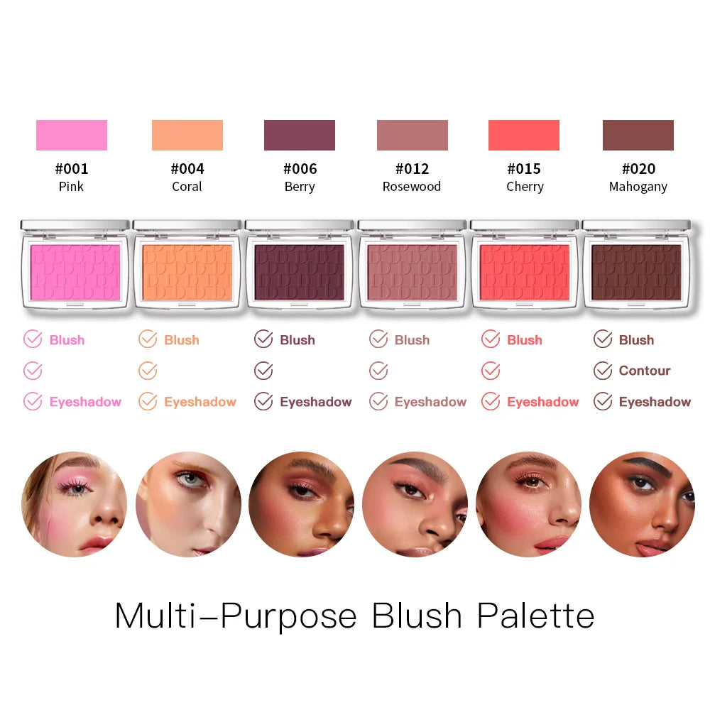 Blush Matte Natural Cheek Tint Brighten Face Waterproof Face Contouring Cosmetics Blush Powder Soft Female Makeup For Cheeks HIP