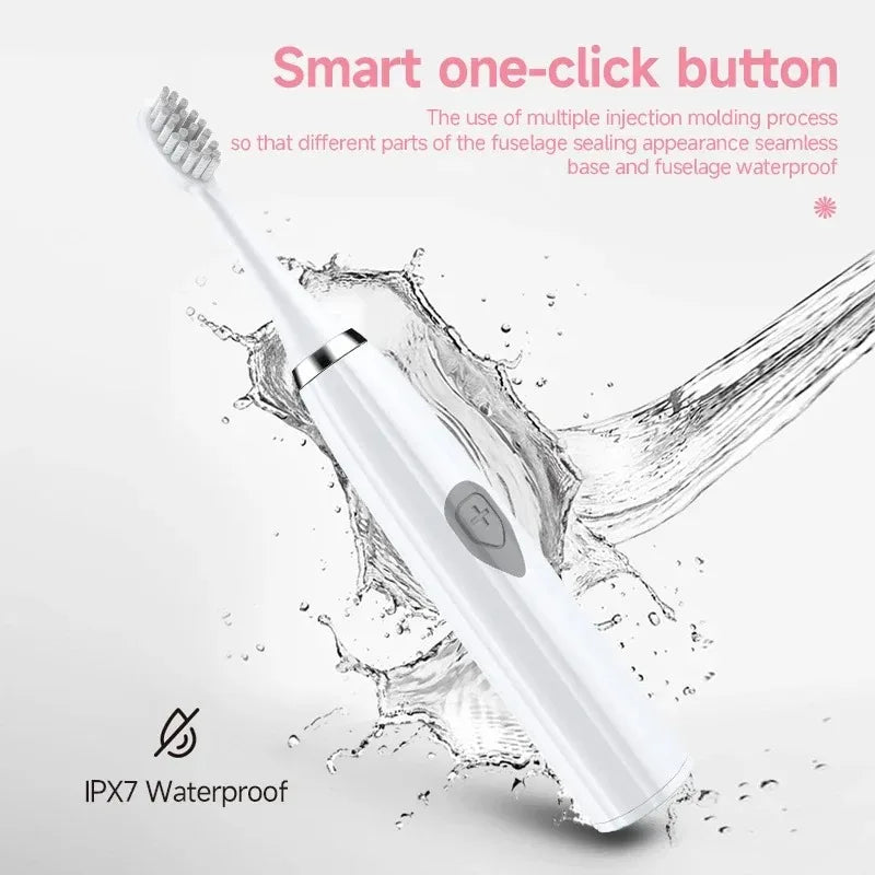 Electric Toothbrush for Adults – IPX6 Waterproof, 3 Brush Heads Electric Toothbrush HIP