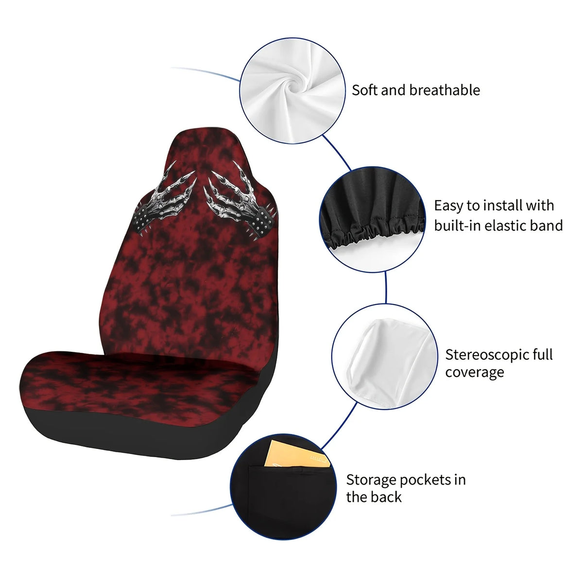 Metal Claw Dark Red Car Seat Cover – All-Season Polyester Car Seat Cover HIP