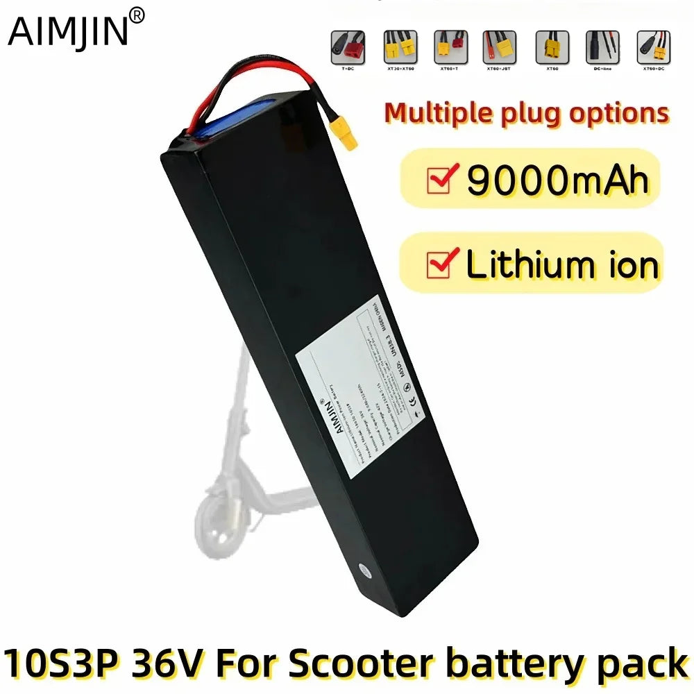 36V 9000mAh 10S3P Li-Ion Battery Pack for E-Scooters + BMS E-Scooter Battery Pack HIP