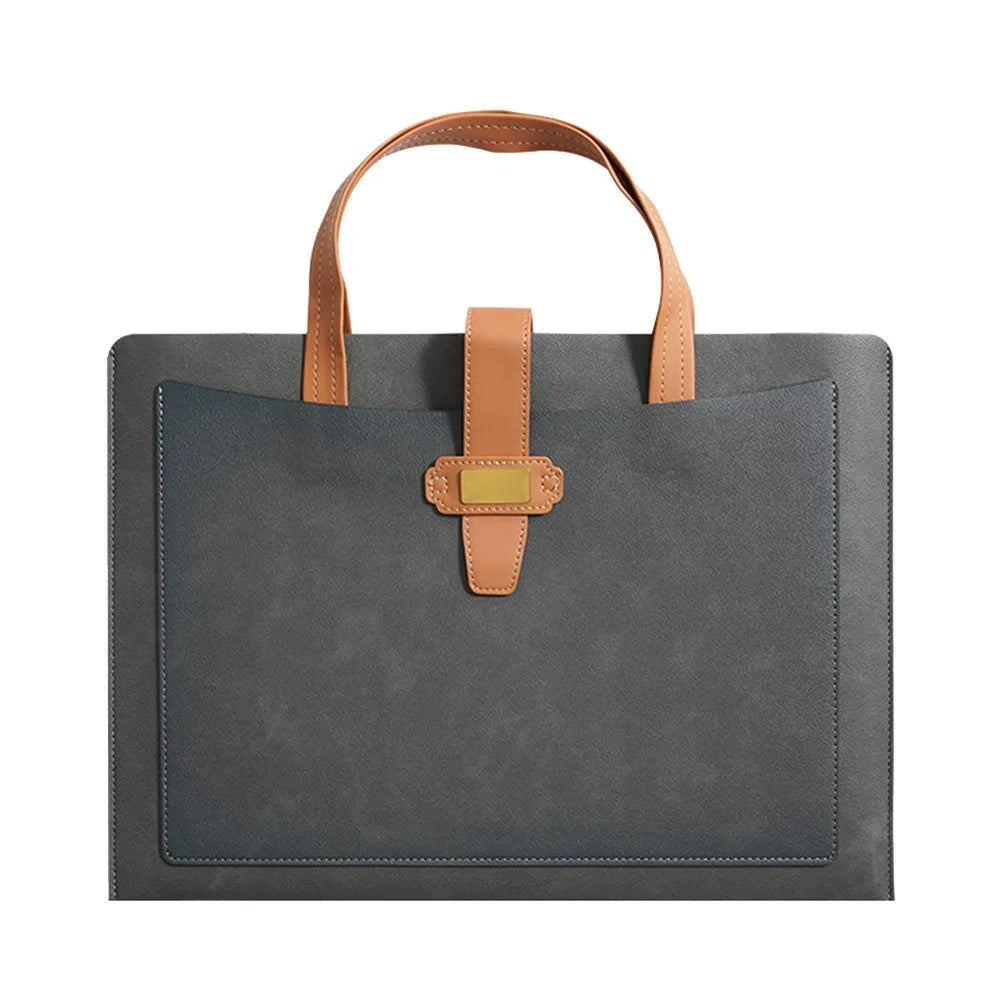 PU Leather A4 Document Bag – Large Capacity Business Briefcase Document Storage Bag HIP Dark Grey