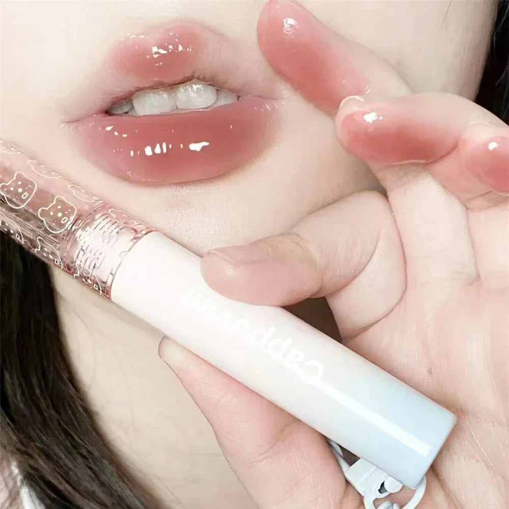 Water Mirror Lip Glaze Lipstick Non-stick Cup Lasting Moisturizing Lipgloss Colorful Women Lip Oil Silky Lip Tint Makeup Tool HIP
