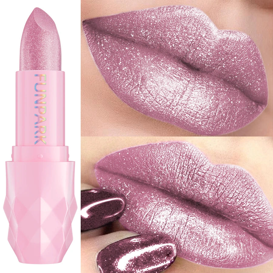 FUNPARK Glitter Metallic Lipstick – Pearlescent Lip Glaze Metallic Lip Glaze HIP