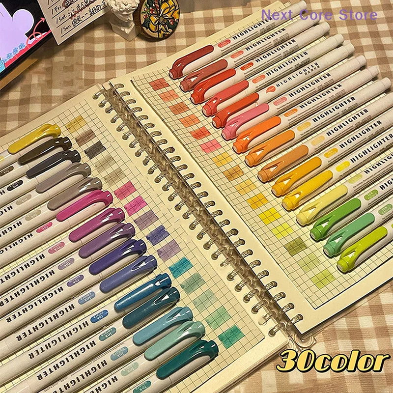 15-Color Double-Ended Highlighter Pen Set | Pastel Markers Highlighter Marker Set HIP