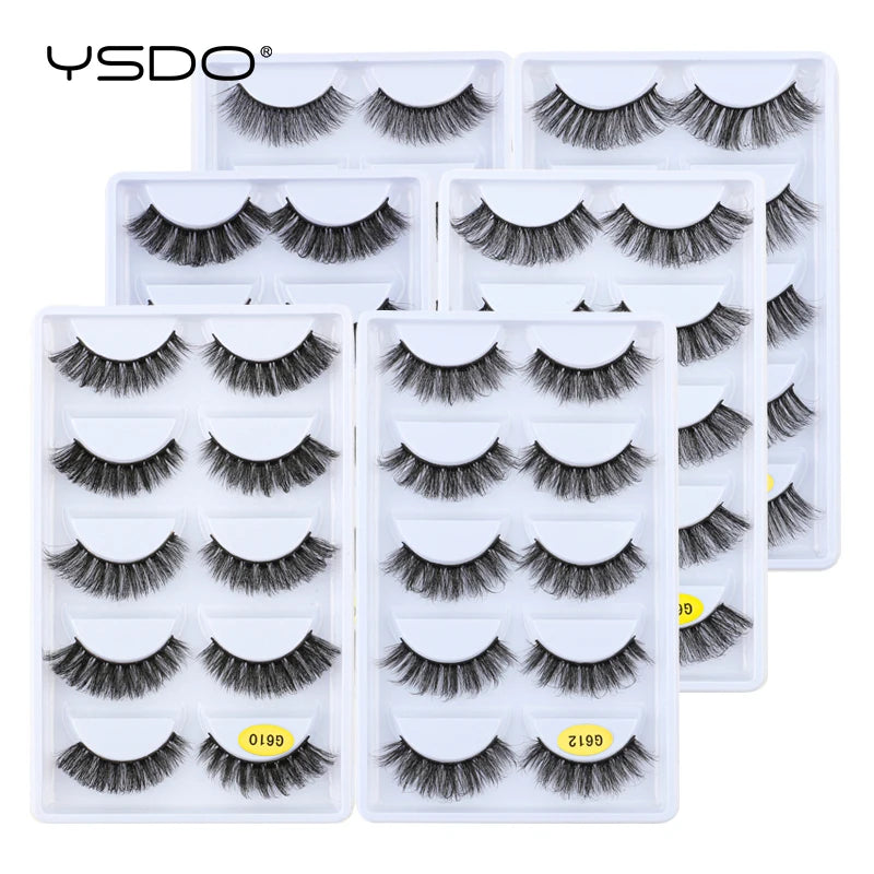 YSDO Eyelashes 3/5 Pairs Natural Long 3D Mink Lashes Fluffy Volume Mink False Eyelashes Cruelty Free Wispy Lashes Makeup Cilios HIP