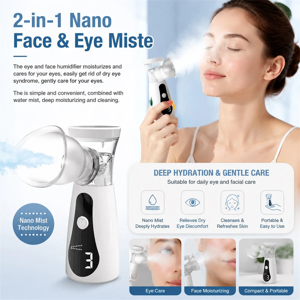 Facial Mesh Nebulizer Sprayer – Deep Skin Hydration Steamer Facial Nebulizer Sprayer HIP