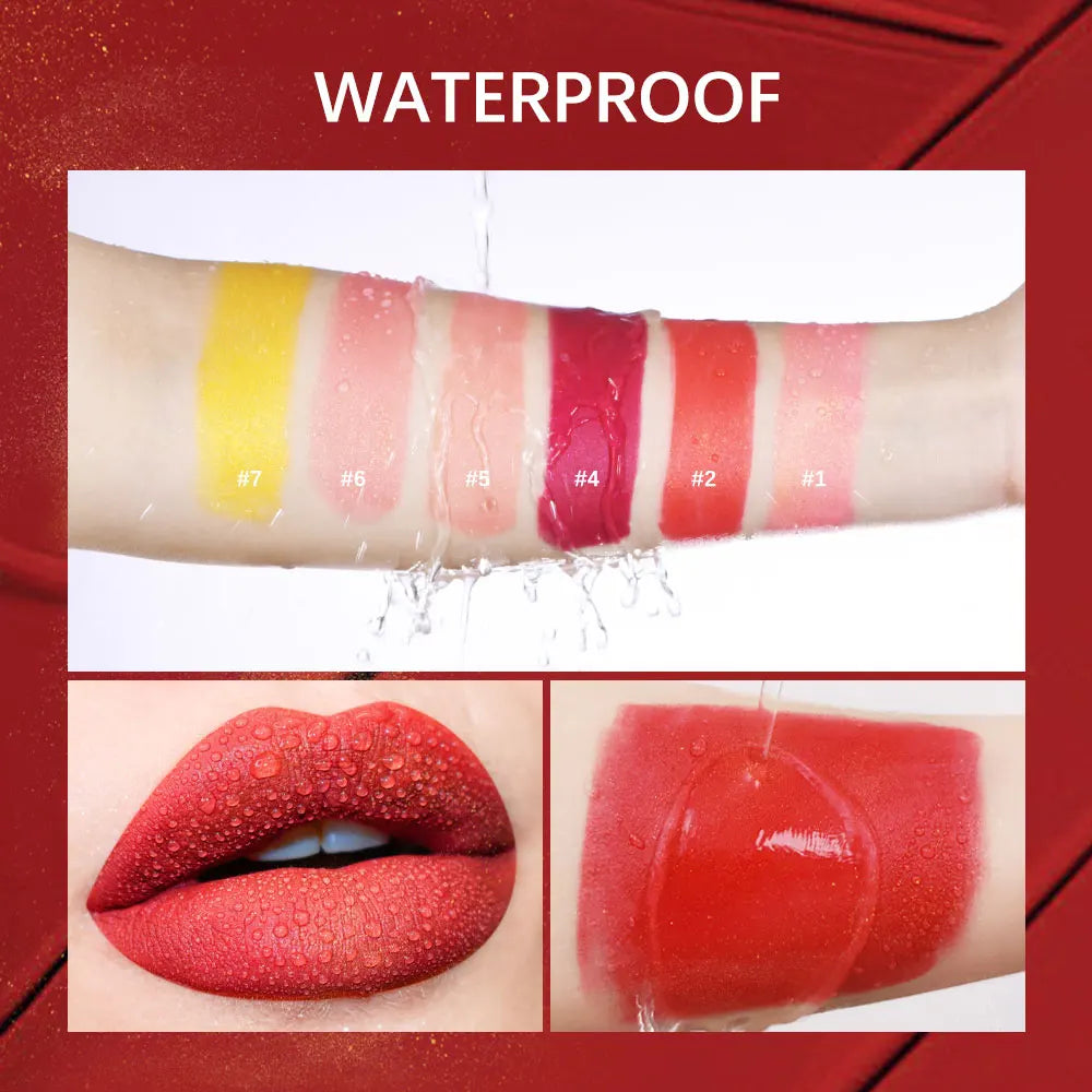 6pcs Matt Lipstick Set Gold Brick Matte Red Pink Waterproof Long Lasting Lipsticks Lip Tint Girl Lipsticks for Girls Woman Pack HIP