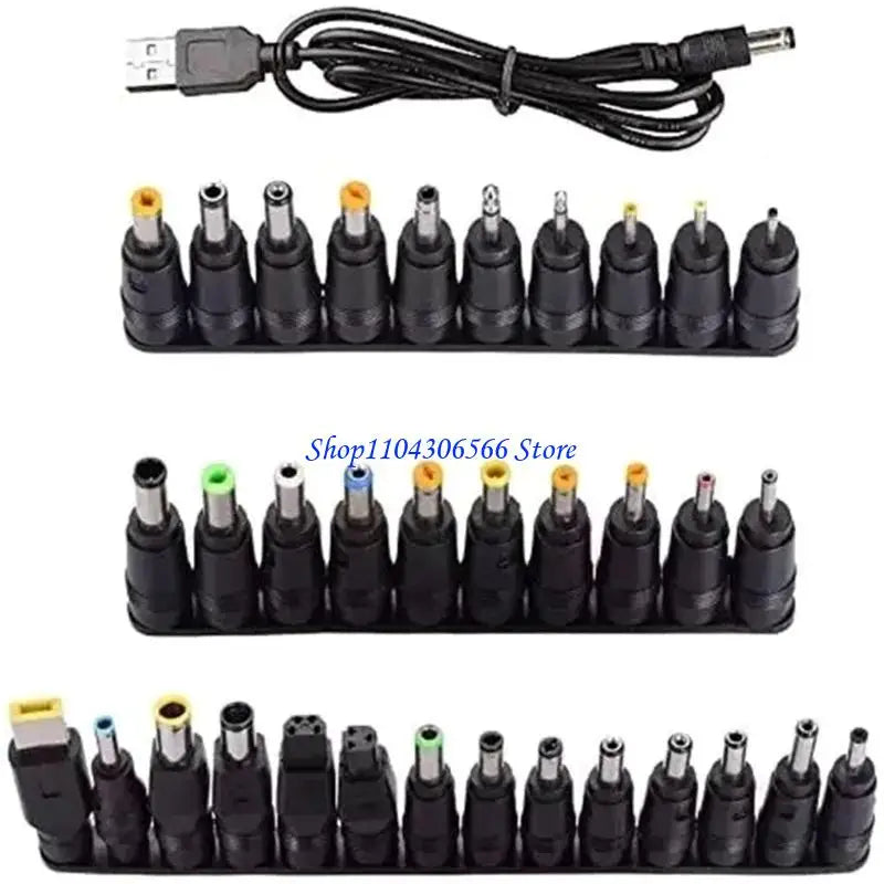 34-Piece USB to Barrel Jack Universal Power Adapter Kit Power Adapter Kit HIP Black CN