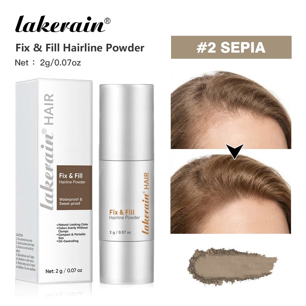 Waterproof Hairline Powder Long Lasting Shadow Filling Forehead Hair Gaps Sweat-proof Fine Powder Natural Color Hairline Makeup HIP 2SEPIA