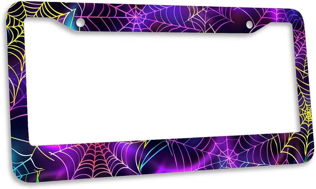 Spider Web Neon Gradient License Plate Frame | Stainless Steel License Plate Frame HIP