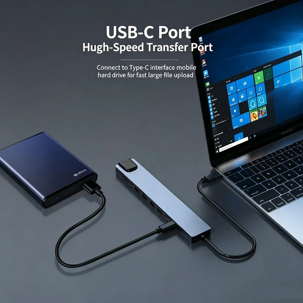 KEBIDUMEI 10-in-1 USB-C Hub – 4K HDMI, 100W PD, Ethernet USB-C Docking Station HIP
