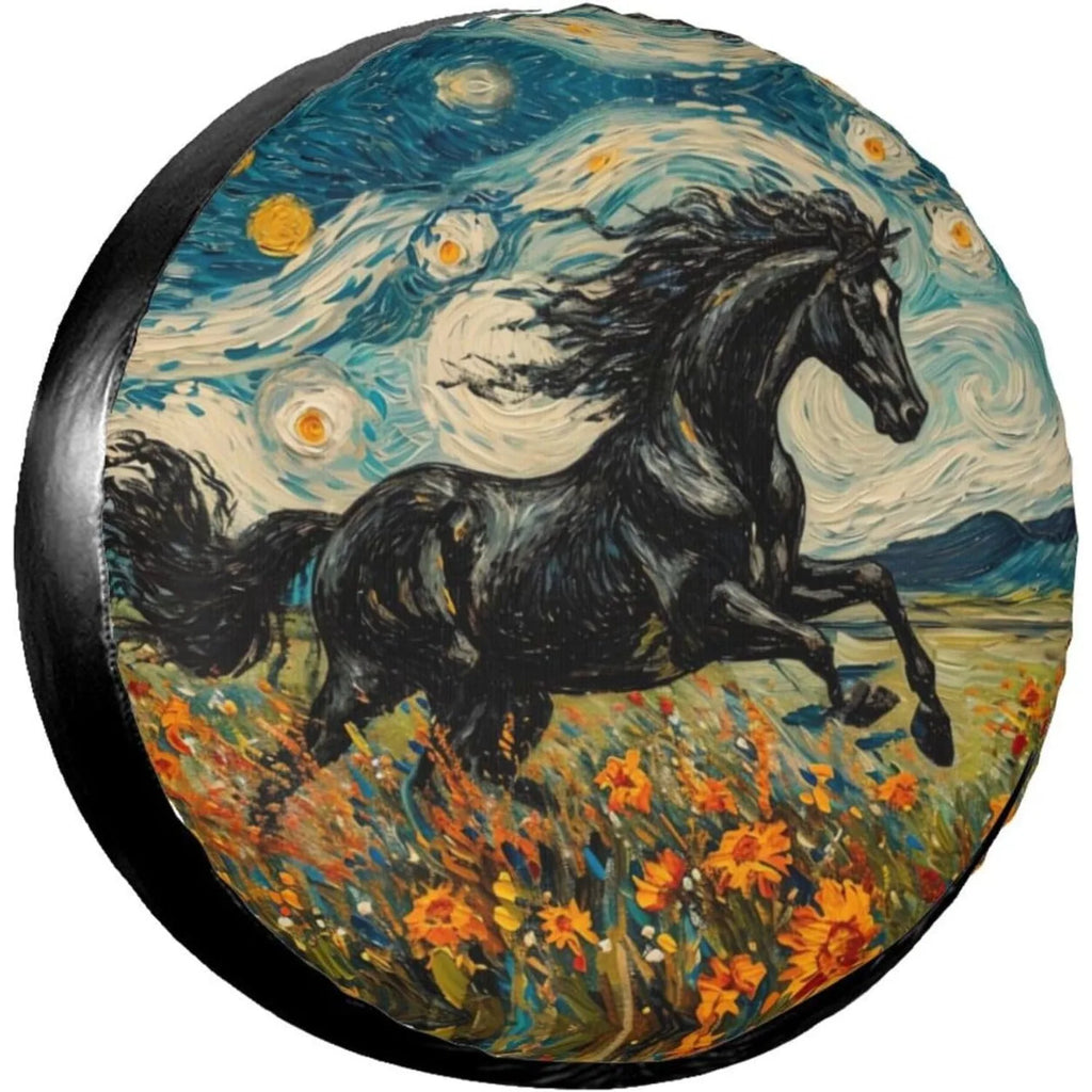 Starry Night Horse Spare Tire Cover – Waterproof RV SUV Camper Spare Tire Cover HIP