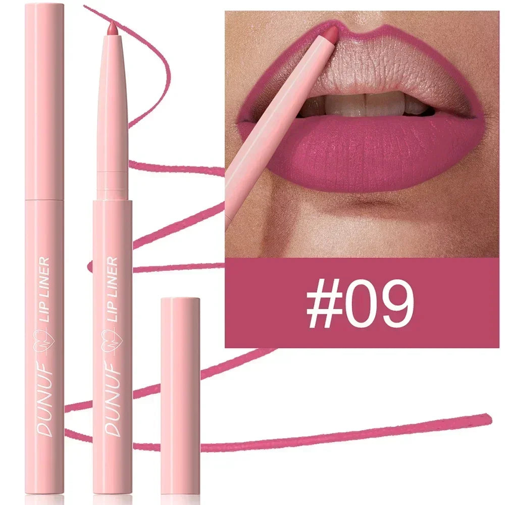 Tapered Nib Lip Liner Pencil Matte Red Brown Plumping Lip Stain Lasting Waterproof Fine Lipstick Slim Lip Outline Contour Makeup HIP 09