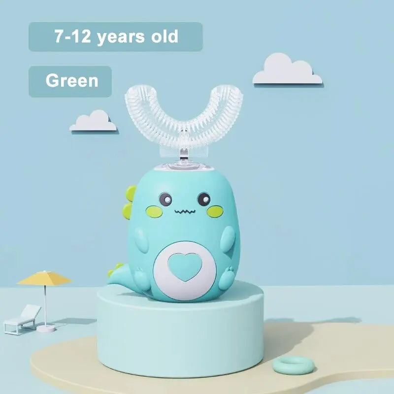 Kids U-Shaped Electric Toothbrush | 360° Silicone, USB Charge Kids Electric Toothbrush HIP 7-12 years old green