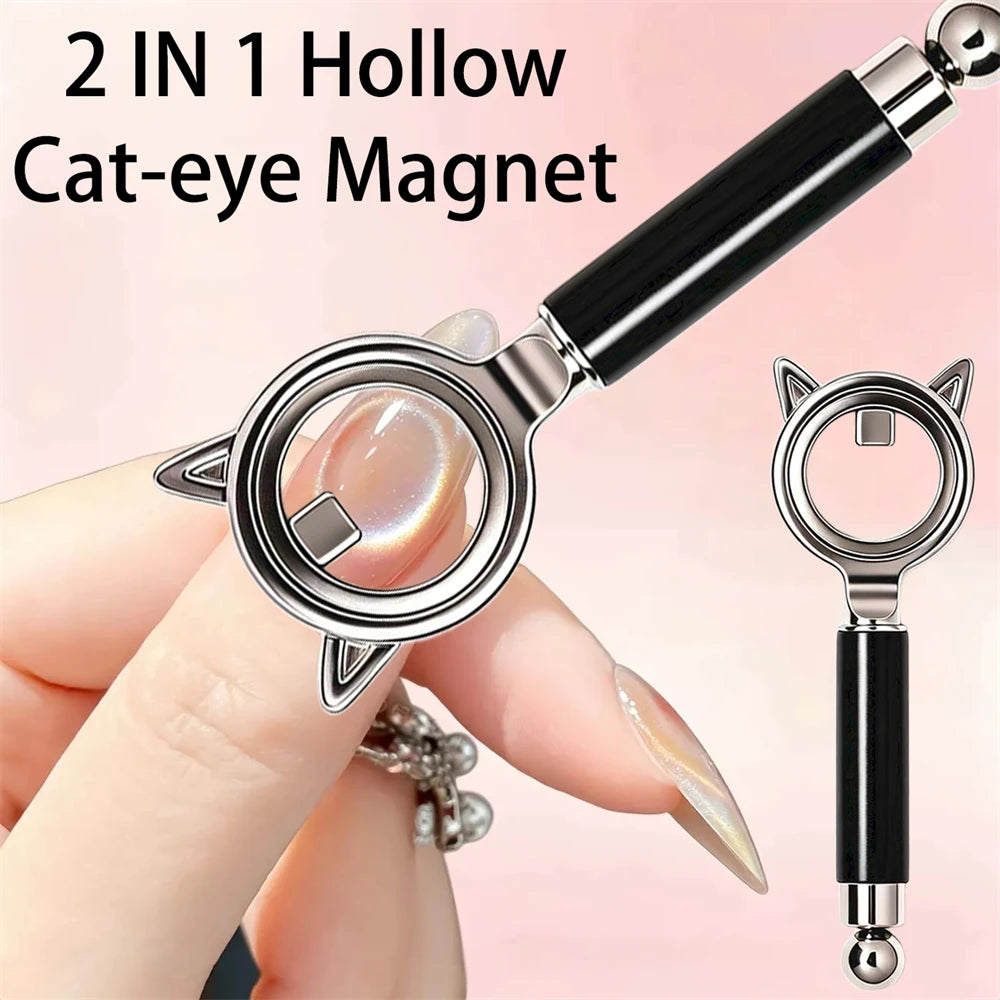 2-in-1 Kitty Round Ring Cat Eye Magnet Powerful Circle Magnetic Ball for Galaxy French Hollow Nail Art Gel Polish Manicure Tool HIP
