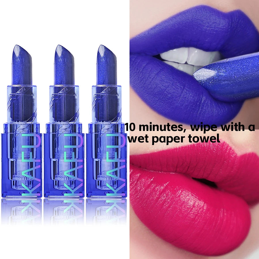 KAFURUX Blue Color Changing Lipstick – Shimmer Gloss Color Changing Lipstick HIP 3pcs
