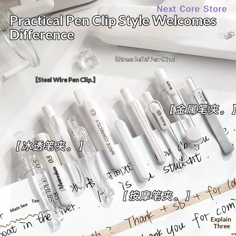 5-Pack Korean Retractable Gel Pens – 0.5mm Black Ink Set Retractable Gel Pen HIP
