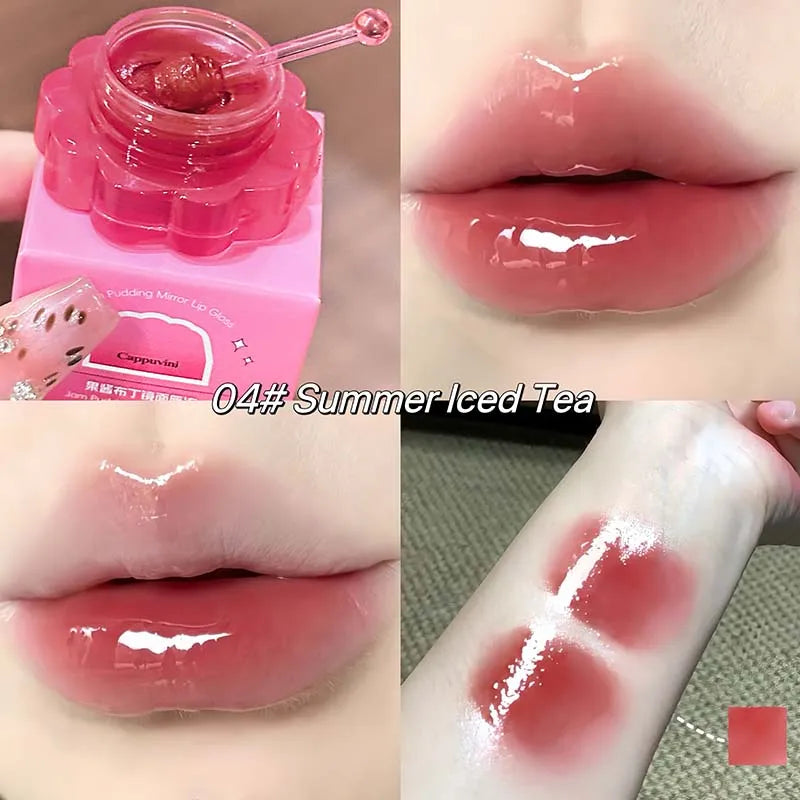 Jam Pudding Canned Lip Gloss Moisturizing Lasting Non-stick Cup Purple Watery Colored Lip Balm Long-lasting and Tender Lip Balm HIP 04