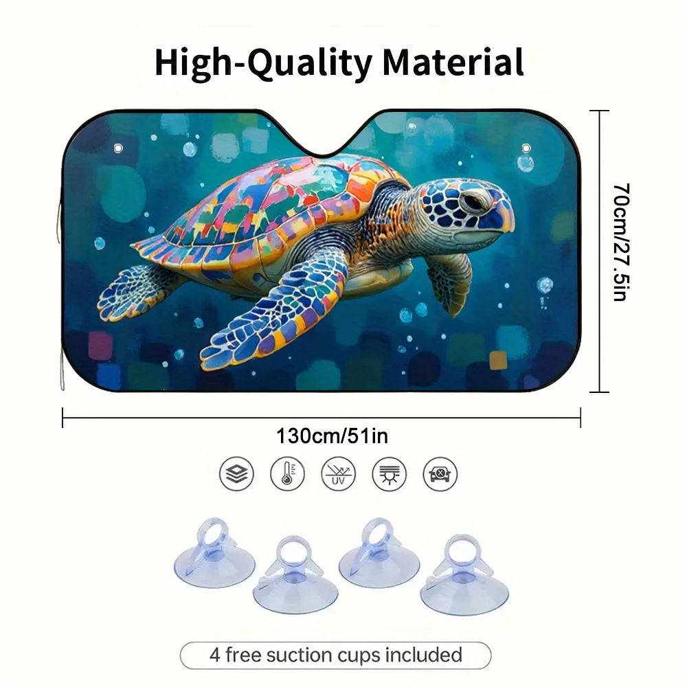 Turtle Dance Car Sunshade – Foldable 2D Print + Suction Cups Car Sunshade HIP