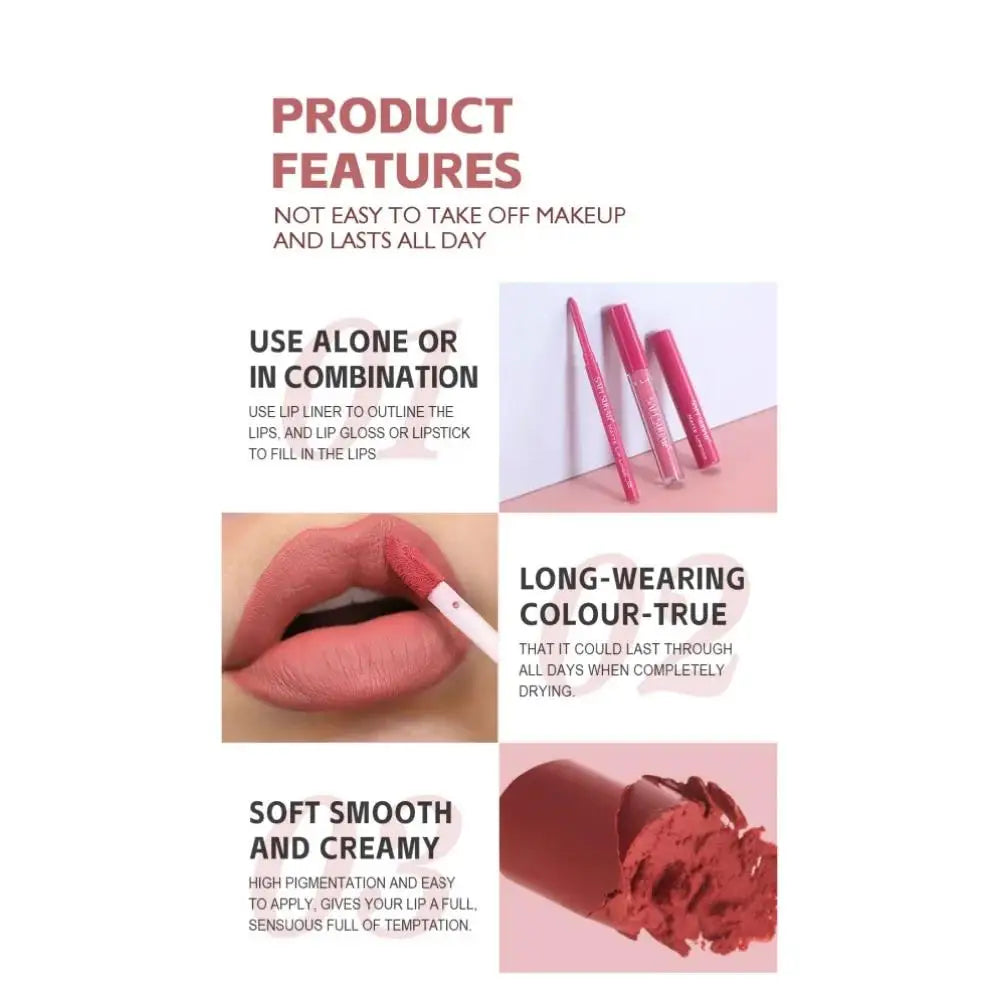 SAM SUGAR 3-in-1 Matte Lip Kit – Liner, Gloss & Lipstick Lip Makeup Kit HIP