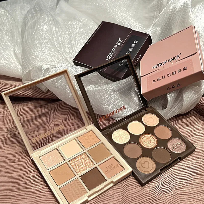 Korean Buttons Knitting 9 Color Eye Shadow Plate Pearlescent Matte Light Glitter Autumn Winter Oats Eye Shadow Palette Cosmetics HIP